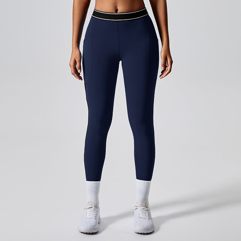 summerhigh waist yoga pants for women anti-curling elastic sports leggings outdoor sports fitness nine-point pants