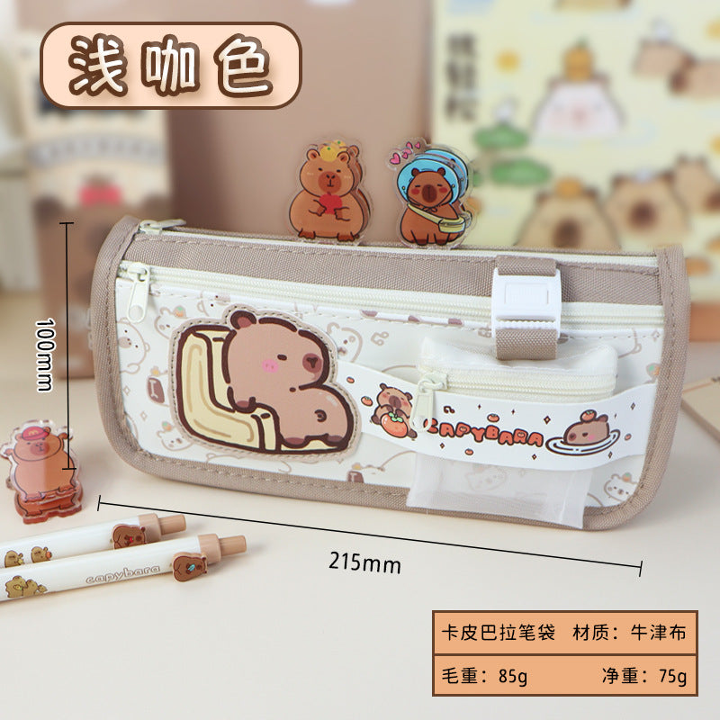 Girls pencil case large capacity primary and secondary school students stationery box wholesale canvas simple stationery bag high value Korean version pencil case