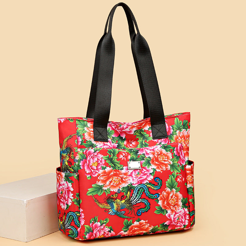 New arrival ethnic style northeastern large flower bag satchel bag fashioneasiest for match shoulder bag large capacity tote bag work clothing bag