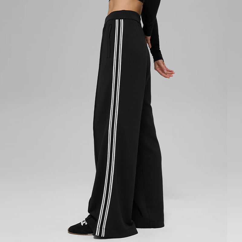 fall/winter new modal air layer anti-pilling white stripe draped loose wide-leg casual sports pants for women