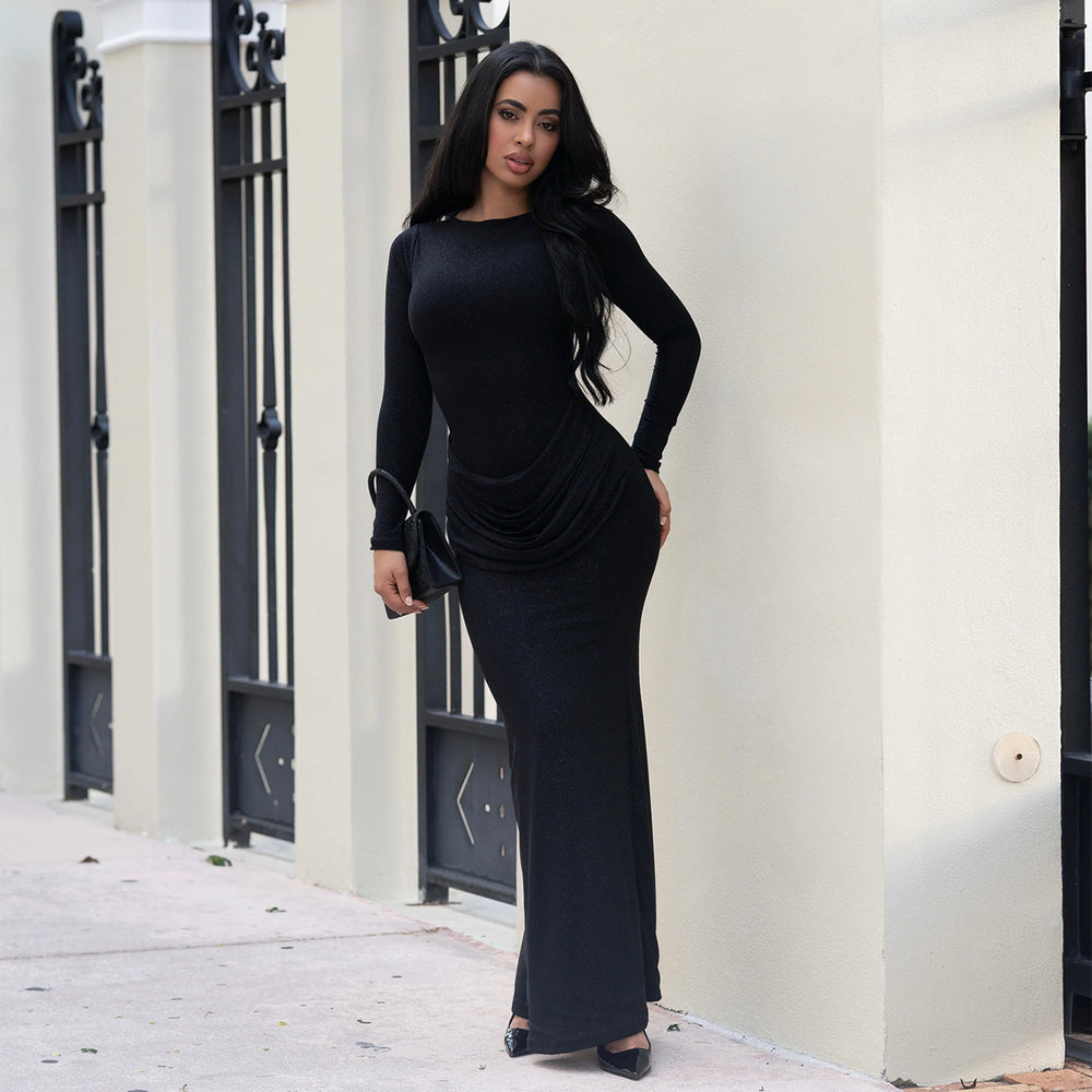 C7650 cross-border   fashion women's elegant back-slit bodycon evening gown dress