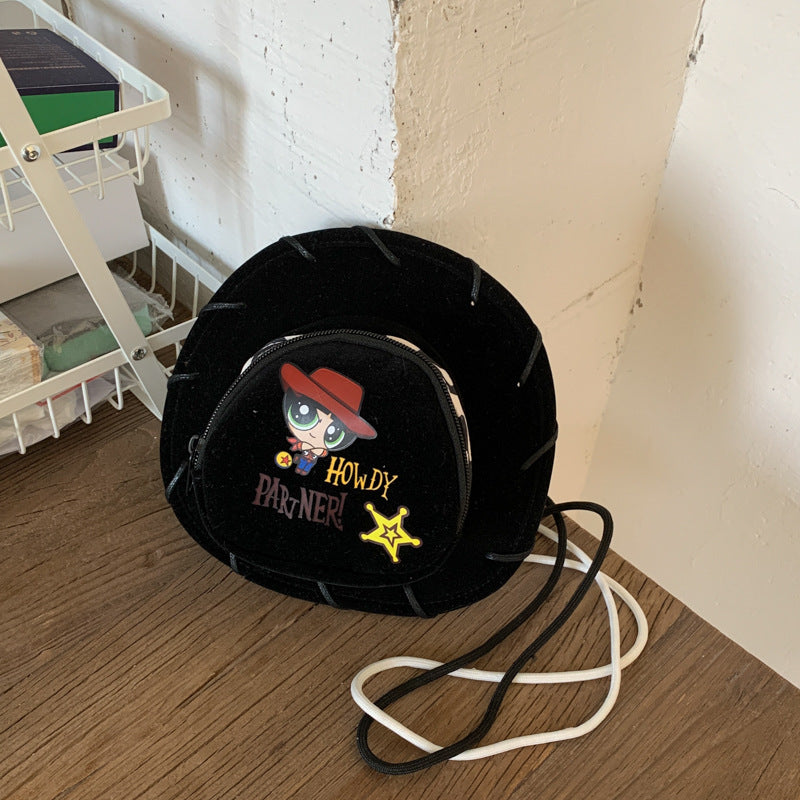 Cute ins wind 2025 summer new cowboy hat messenger bag cartoon modeling fun personality shoulder mobile phone bag