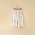 Girls' rayon summer lightweight pajama pants - cartoon print, loose fit, breathable, can be worn outdoors, cropped length