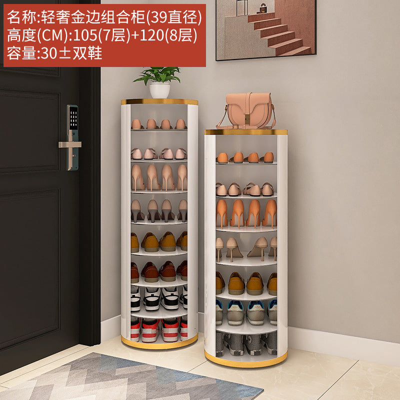 Rotating shoe cabinet household door 2025 new entry entrance entrance steel round multi-layer disinfection shoe rack