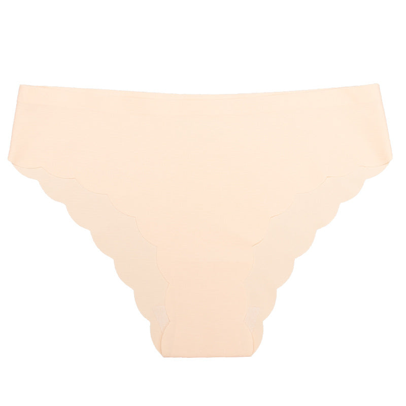factory wholesale ice silk seamless underwear wavy edge low waist sports fold waist women's nylon briefs pure cotton crotch