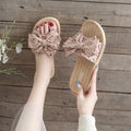 Women's summer slippers - trendy, non-slip, flat, bow-embellished, indoor/outdoor/beach sandals - instagrammable fairy style