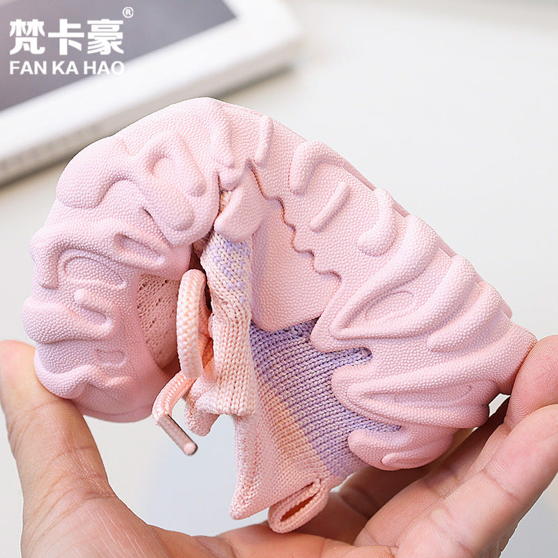 Boys' fashion octopus coconut shoes spring/summer new korean style girls' flyknit sneakers sock shoes