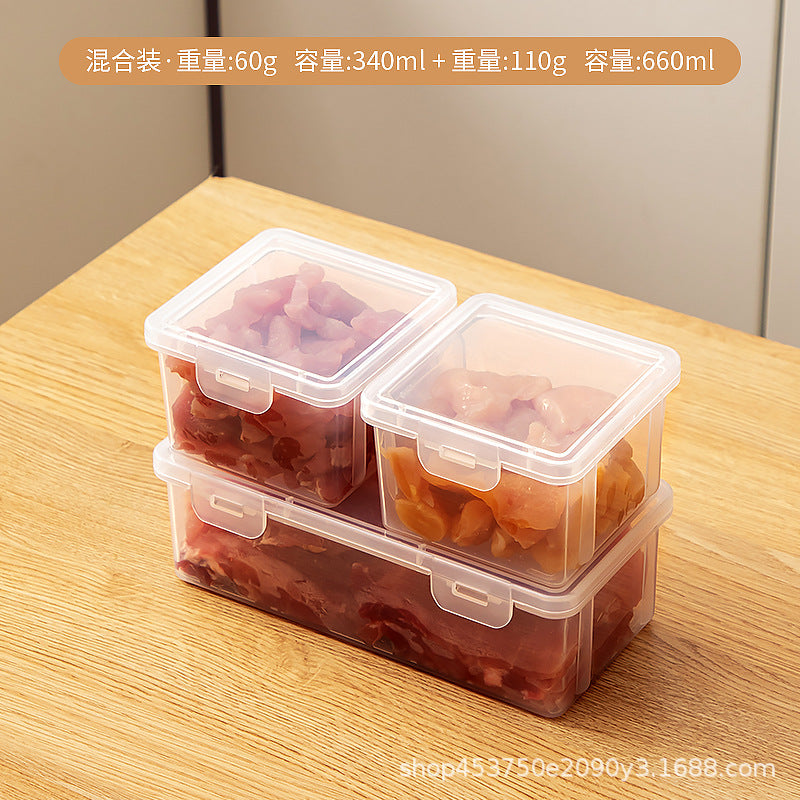 Kitchen Food Refrigerator Fresh-keeping Box Sealed Transparent Plastic Classification Multifunctional Frozen Meat Refrigerator Frozen Storage Box
