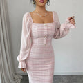 chanel-inspired dress for women, new autumn collection, high-end knitted patchwork, slimming and figure-flattering dress