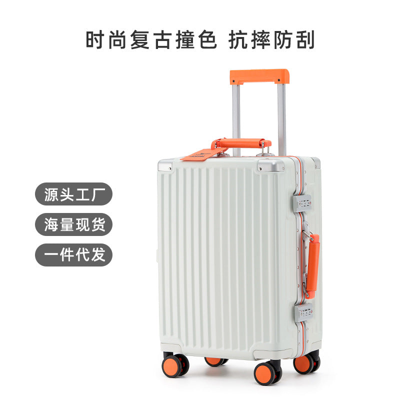 Aluminum frame suitcase 20-inch boarding case 24-inch anti-drop trolley case 26-inch suitcase leather bag password box