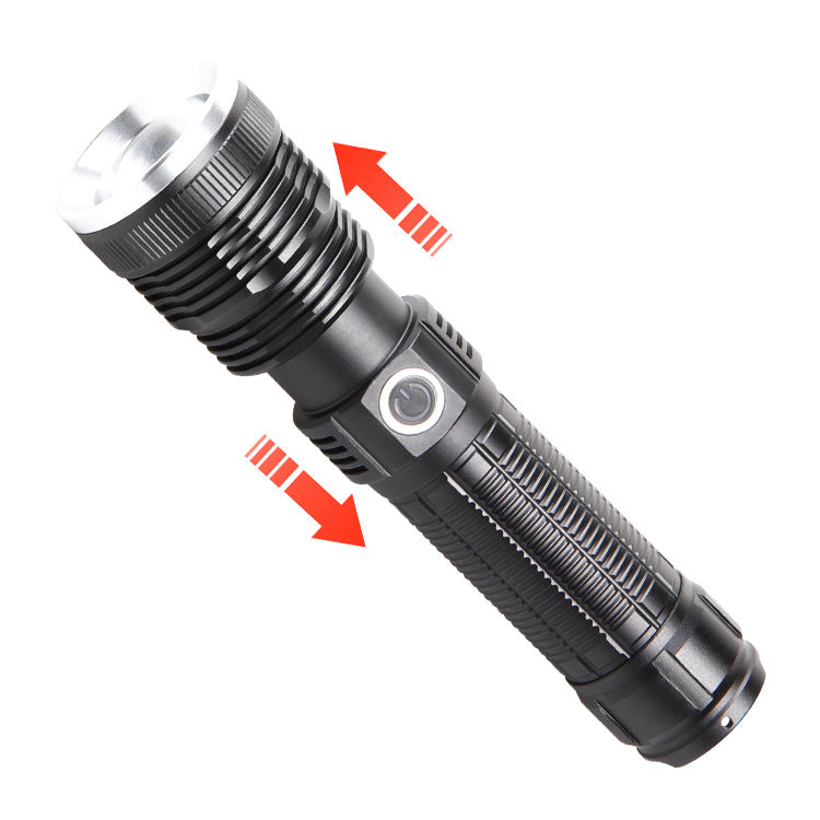 Cross-border new white laser lamp beads USB charging telescopic zoom strong light flashlight LED outdoor lighting flashlight