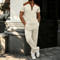 new arrival  autumn  shein style color block patchwork loose fit casual short sleeve and long pants men's set