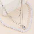 European and american cross-border e-commerce new jewelry exaggerated pearl layered necklace personalized irregular alloy diamond pendant for women