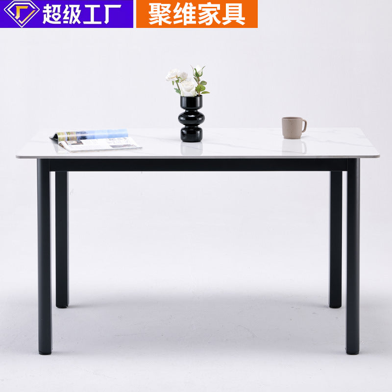 Modern minimalist sintered stone dining table - rectangular home dining table - direct from factory - small space minimalist fan-shaped leg table