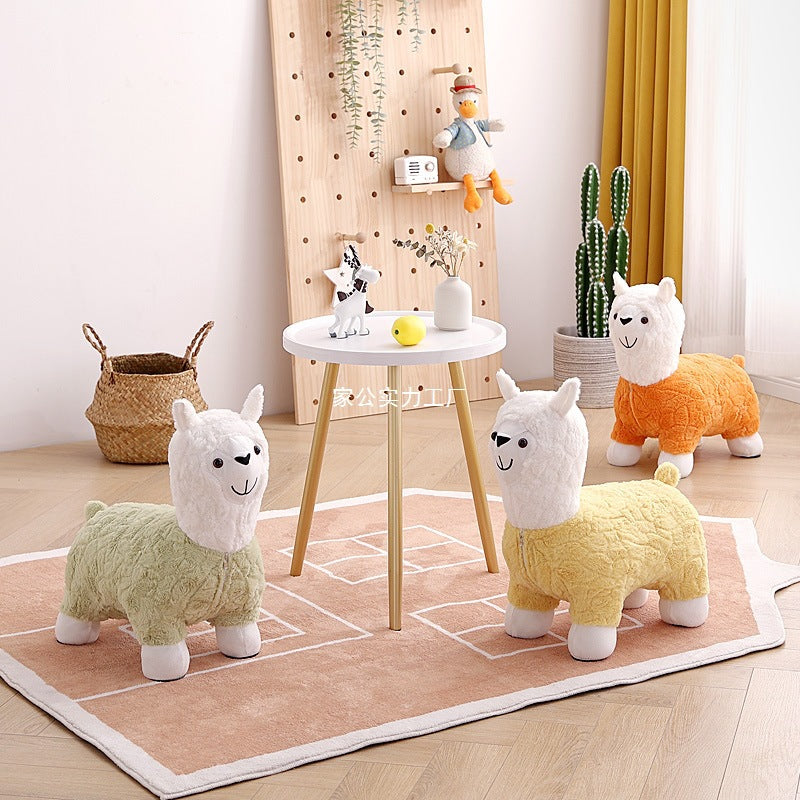 Alpaca seat Living room shoe changing stool Children's sofa Leisure chair Sitting stool Cartoon birthday Simple modern animal stool
