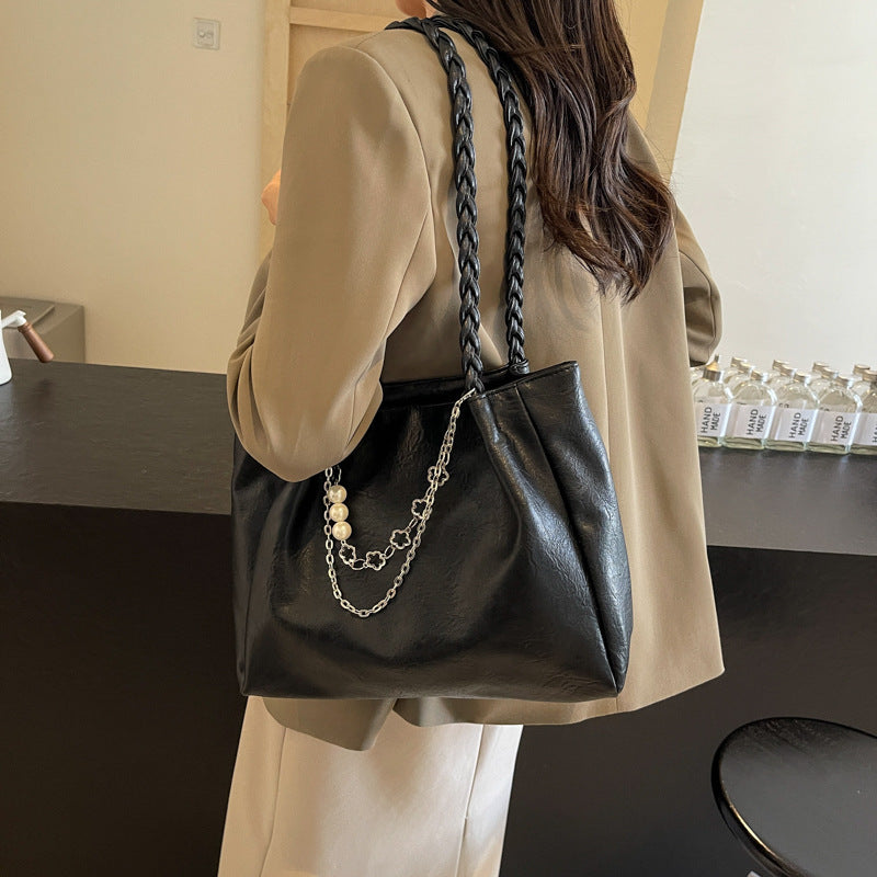 Cross-border high-end large-capacity bag women's 2025 new fashion college student shoulder bag niche women's tote bag