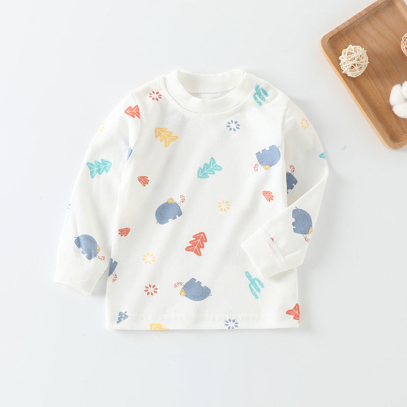 Baby underwear single top 0-1 year old infant autumn clothes boys' t-shirt long sleeve base layer pure cotton girls' autumn outfit