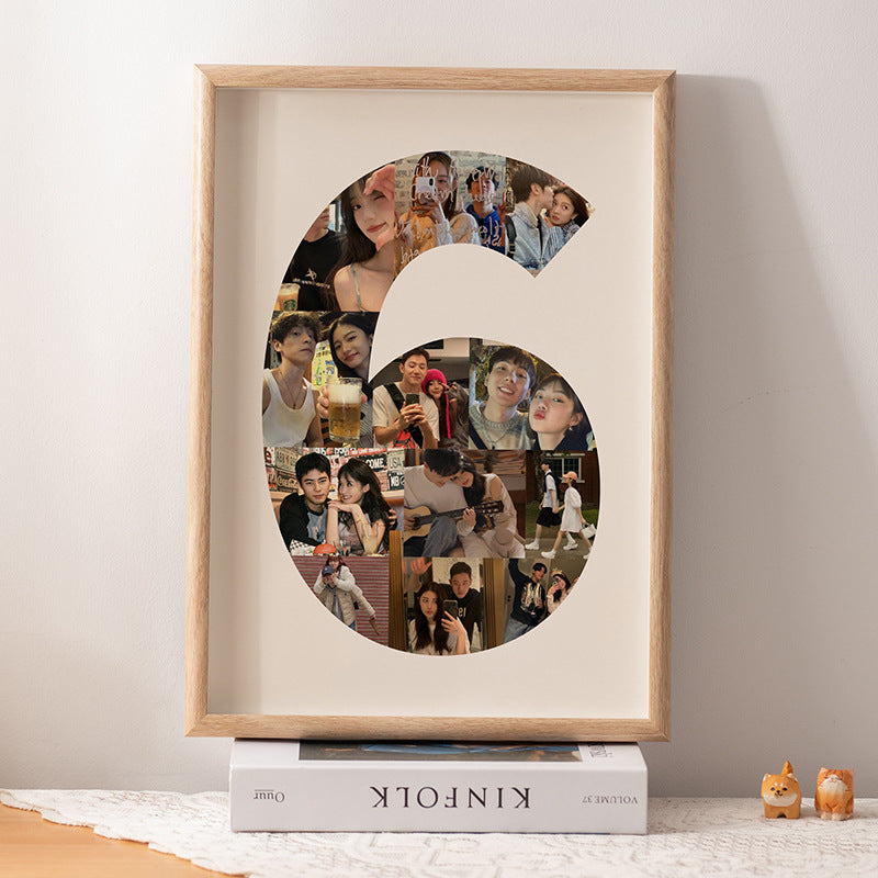 One-year-old commemorative photo frame photo DIY growth record couple baby birthday table number 2 puzzle frame