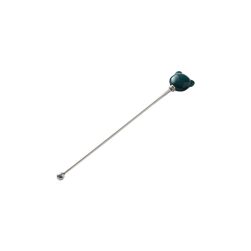 Candy-colored ceramic bear head stirring stick - anti-scald, high-style coffee stirrer & 304 stainless steel wine stirrer
