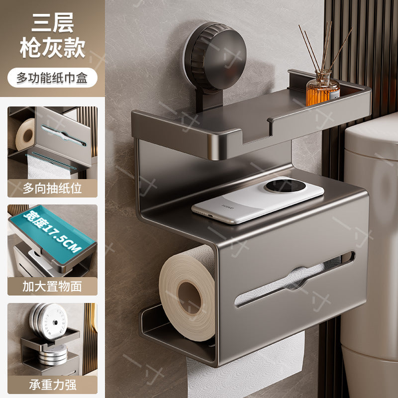 Household toilet No punching suction cup Toilet paper rack Bathroom toilet tissue box Wall hanging Toilet paper storage box