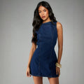 Amazon  cross-border fashion women's denim dress with back tie - european and american style