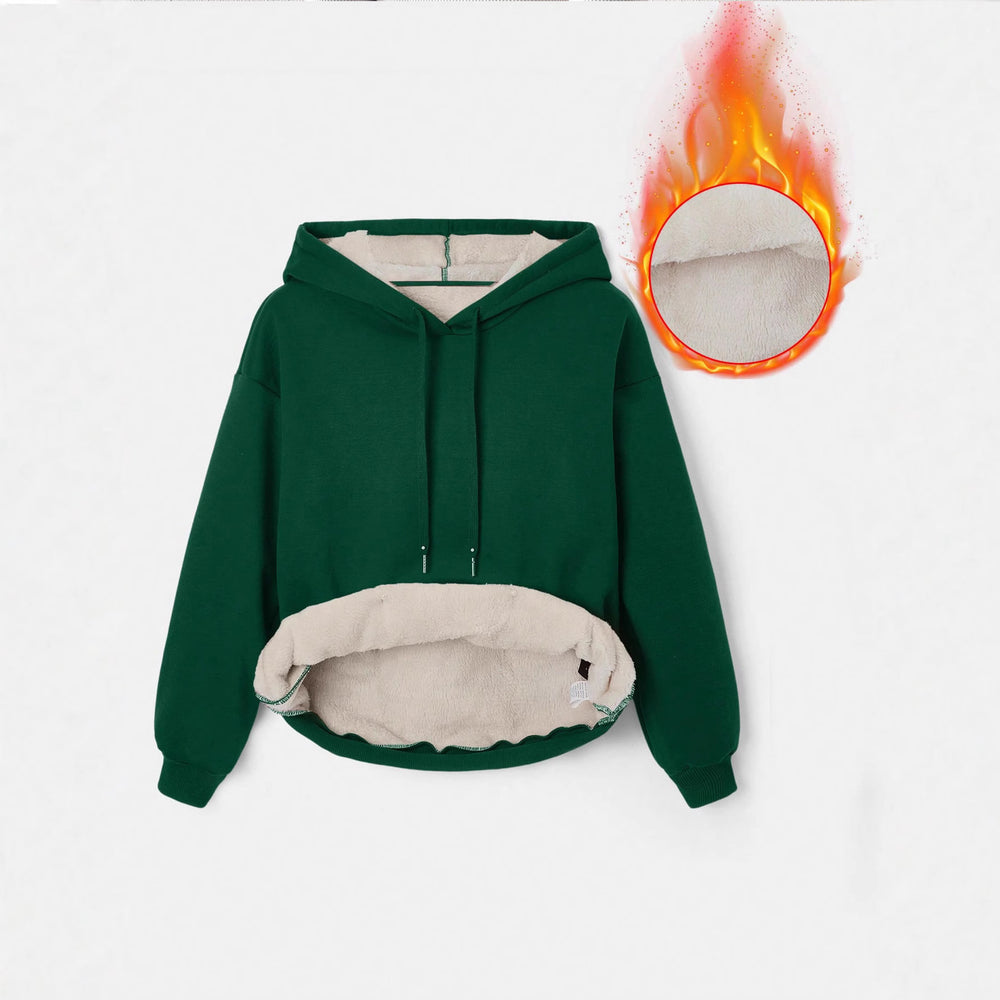 fashion  fleece-linedsweatshirt hooded thickenedpure colorcasualheattechoutwearcouple's pullover wide