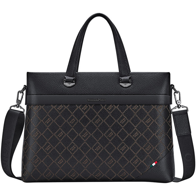 Emperor Paul briefcase men's leather men's bag shoulder messenger bag new large-capacity business handbag