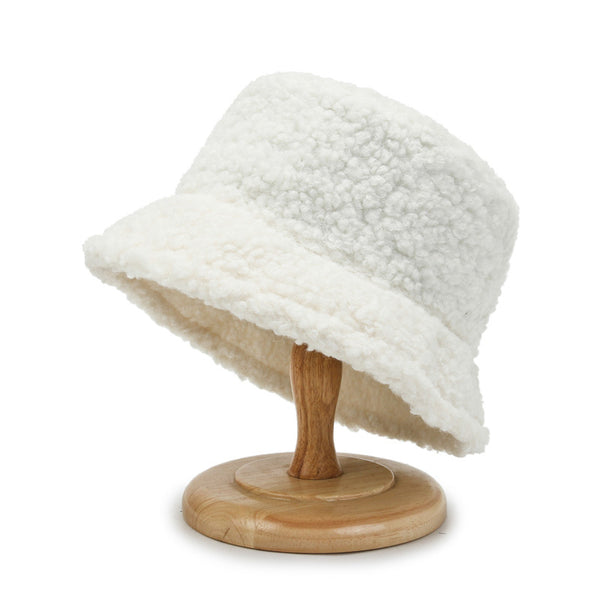 2023 autumn and winter hat women's board trend lamb wool Japanese bucket hat fashion light board short basin hat