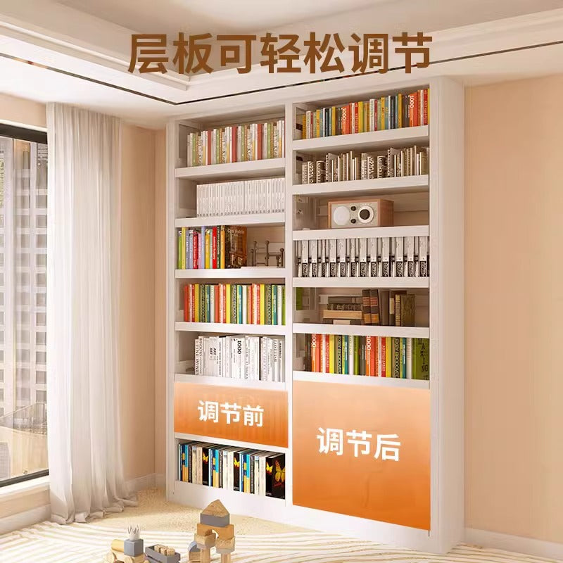 Steel library bookshelf floor-standing multi-tier storage rack organizer, integrated children's wall-mounted bookcase, living room picture book shelf