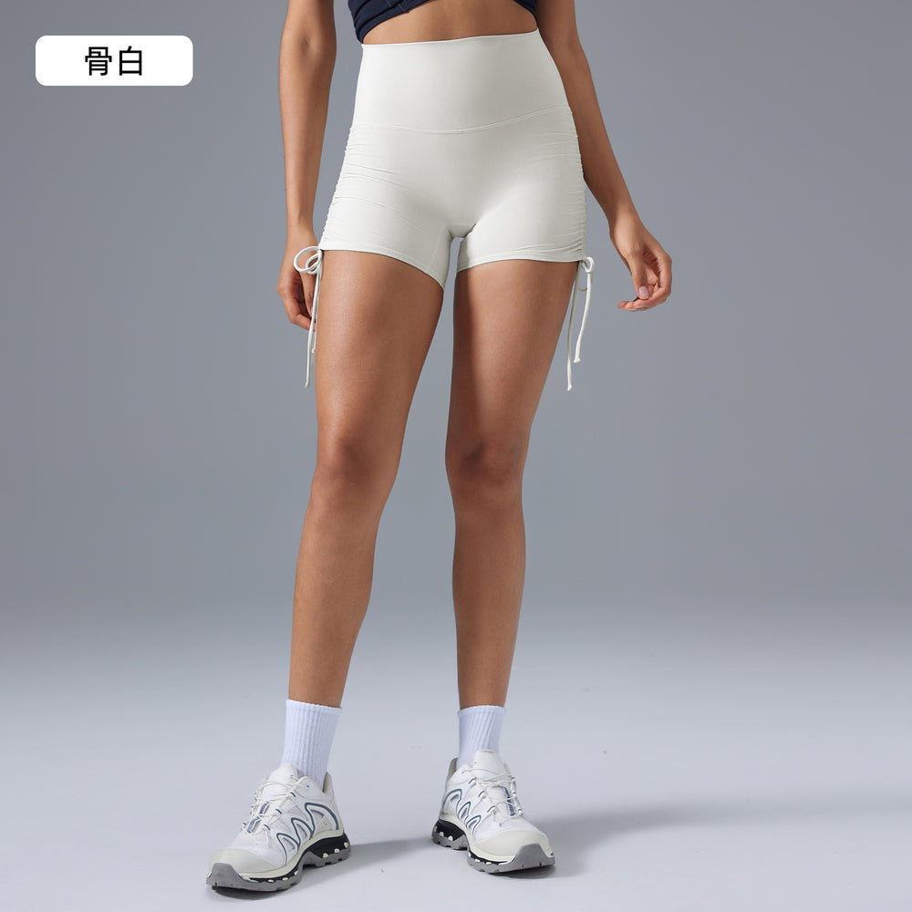 High-waisted, slim-fit yoga shorts for women - no t-line, ruched design, slimming, booty-lifting, workout shorts for summer - d25109