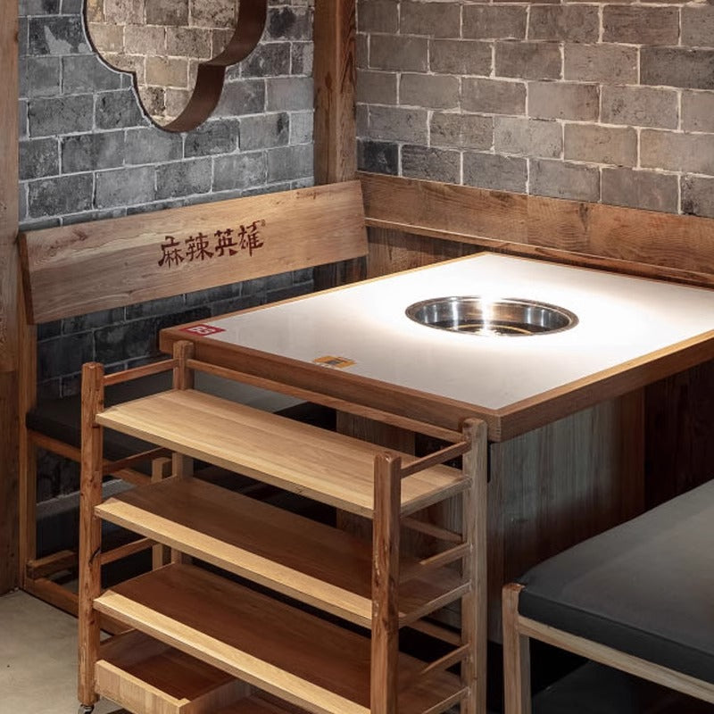 Customized hot pot barbecue table, smokeless purifier, induction cooker, integrated roasting and rinsing, skewers of fragrant barbecue shop, hot pot tables and chairs