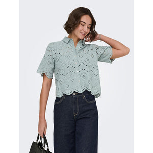 Amazon fashion cut out crochet short sleeve shirt women's  summer new arrivalfashioncasualeleganttops