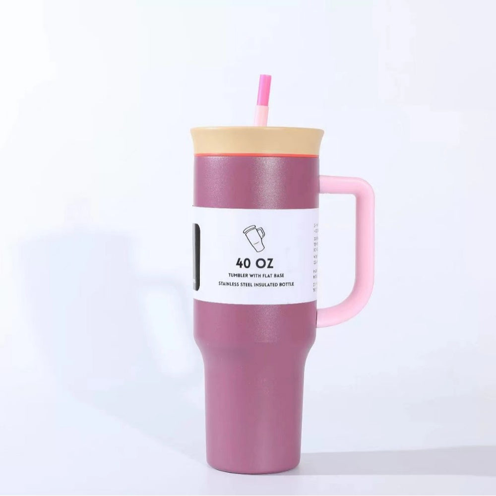 New arrival high-looking ice cup 304 stainless steel ice cup personalized coffee double drinking straw thermos cup wholesale