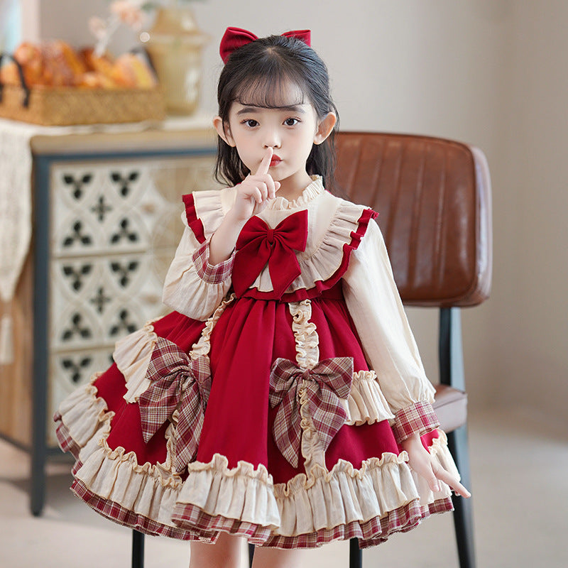 Ready-to-ship wholesale lolita dresses for girls,  new style, trendy red birthday tutu dress, baby girl lolita dress