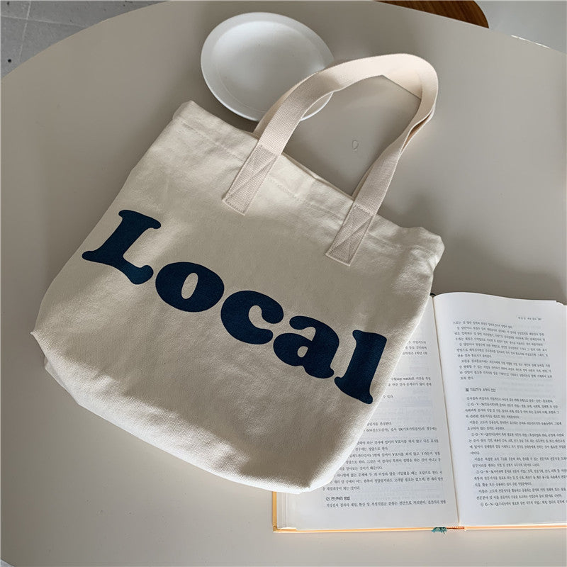 Bag female student new Korean version canvas shoulder bag letter printed small fresh shopping bag practical tote bag
