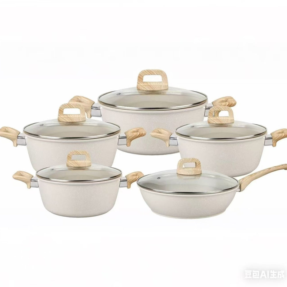 Exportexportfor home non-stick stone soup pot 10-piece set 10 pcs advanced non stick pot