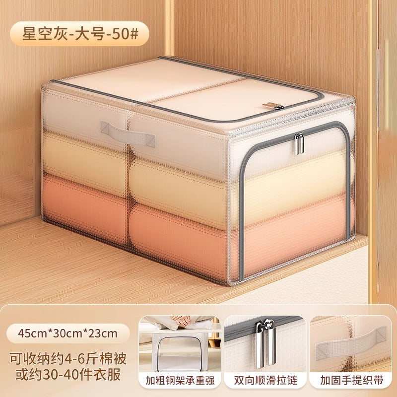 PVC transparent clothes storage box household clothes pants folding storage organizing box wardrobe storage layering artifact