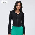 New women's windproof drawstring hooded yoga jacket - cropped, slim-fit, running & fitness jacket d25180