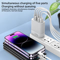 European and american standard multi-port mobile phone charger fast charging head 3usb+2c british standard five-port charging head suitable for huawei and apple