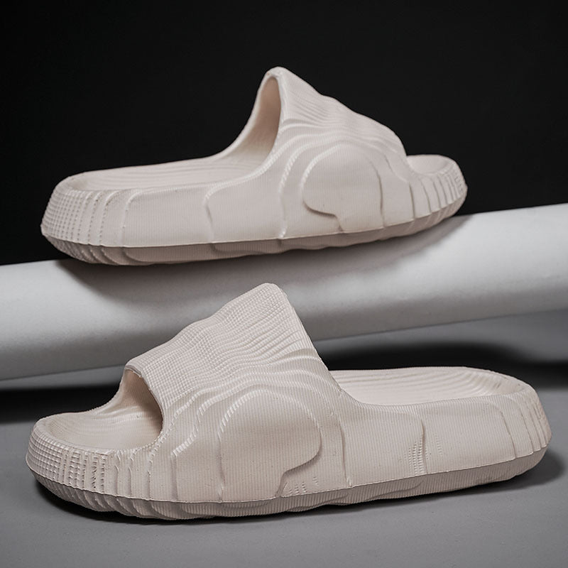 2024 new summer one-word slippers thick-bottomed double-size bathroom home wear, stepping on shit feeling, men's and women's versatile models wholesale