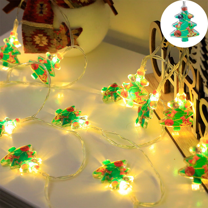 Cross-border LED Santa Claus Sleigh Snowman Christmas Tree Decoration Lights String Party Arrangement Holiday Flashing Lights Gift Lights