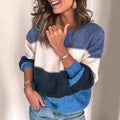 2024 european and american casual autumn/winter new long-sleeve striped sweater for women, amazon wish crew neck knitted pullover top