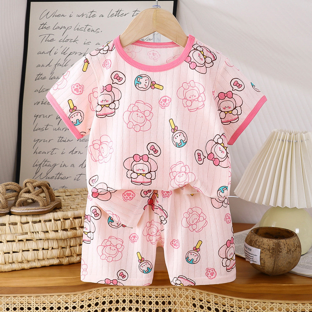 summer new arrivals: kids' short-sleeve and shorts sets - baby boys' and girls' t-shirt and shorts outfits, all-cotton wholesale