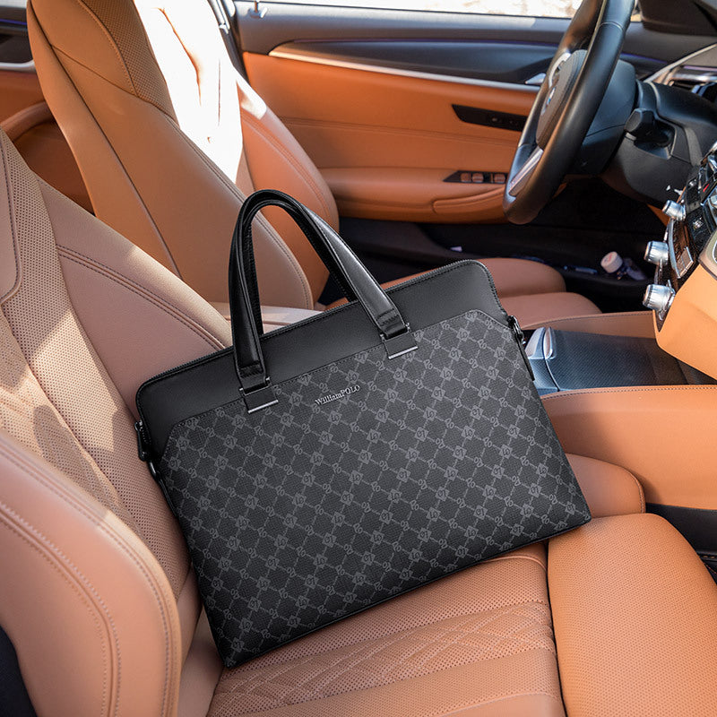 Emperor Paul Leather Men's Briefcase Men's Cowhide Business Laptop Bag Large Capacity Genuine Office Bag Men's