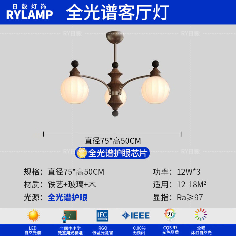 French antique living room chandelier retro high-end solid wood designer bedroom dining room art Zhongshan lighting