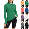 cross-border autumn hooded fitness top - slim fit, fingerless gloves, yoga long sleeve training running sports top for women