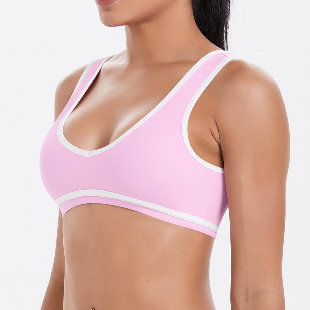 New arrival cross-border double-sided brushed color matching tight breathable beautiful back sports bra running fitness yoga weartops women