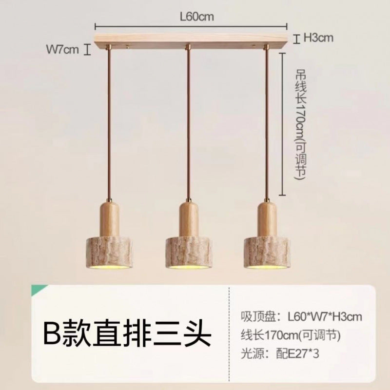 Yellow travertine bedroom bedside chandelier Japanese wabi-sabi retro restaurant chandelier designer homestay restaurant chandelier