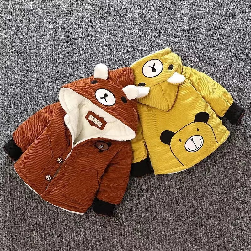 New arrival kidsoutwearkids style thickened windbreaker kids corduroy outwearfall and winter wear boys