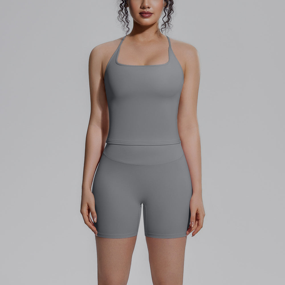 New nude feel racerback compression workout set - high waist, butt-lifting pilates & yoga activewear set